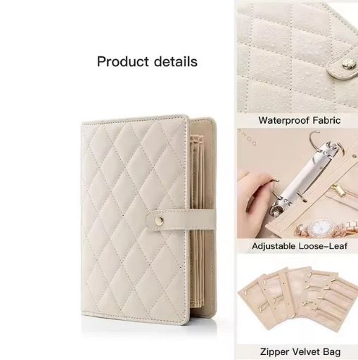 Unique Jewelry Organizer Book, Jewelry Storage Book Ring Binder with Clear Zipper