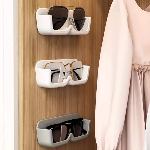 (Pack of 2) Wall-Mounted Eyewear Organizer - Glasses Display Rack for Bathroom, Bedroom, Living Room