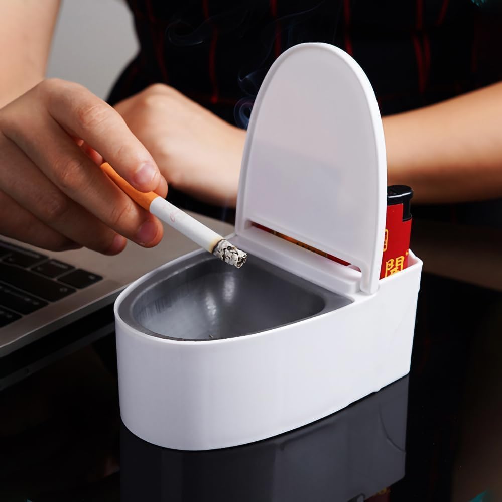 Wall-Mounted Toilet Ashtray with Lid, Creative Bathroom Accessory for Home and Living Room, Plastic