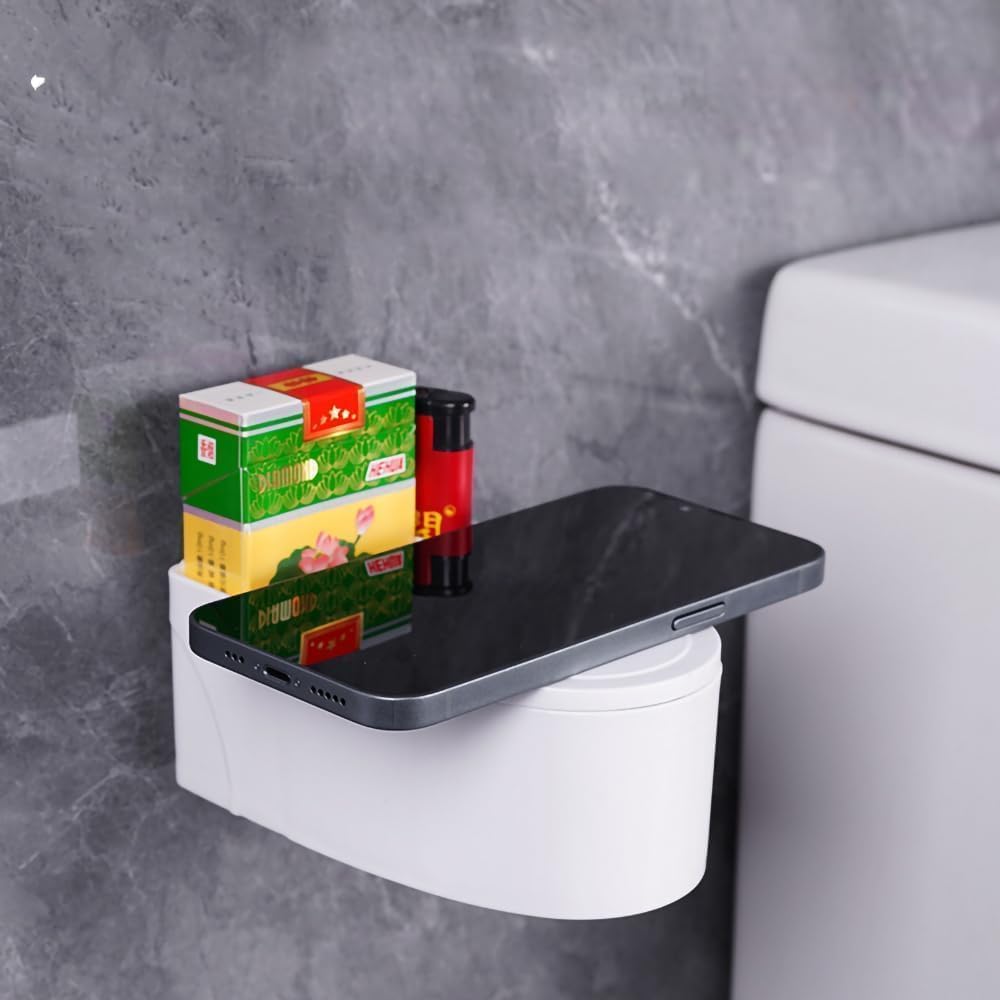 Wall-Mounted Toilet Ashtray with Lid, Creative Bathroom Accessory for Home and Living Room, Plastic