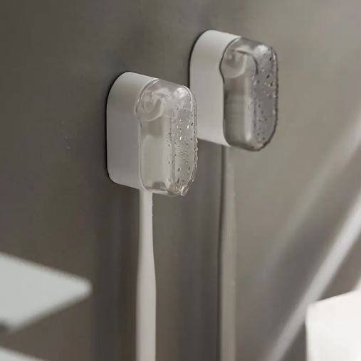(Pack of 2) Wall-Mounted Toothbrush Holders, Travel-Friendly Brush Head Covers With Dust Protection