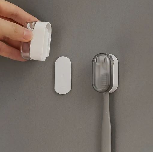 (Pack of 2) Wall-Mounted Toothbrush Holders, Travel-Friendly Brush Head Covers With Dust Protection