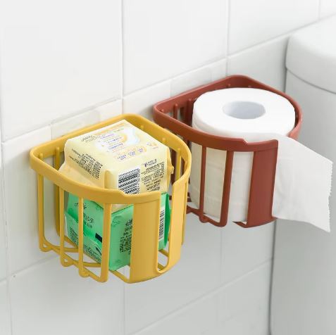 Wall Mounting Tissue Roll Holder Basket For Kitchen Bathroom Paper Towels