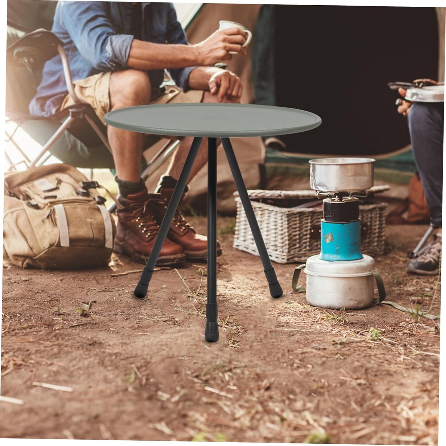 Portable Small Round Camping Table, Folding Simple Tea Table, Outdoor Picnic Travel Table, Small Coffee Table