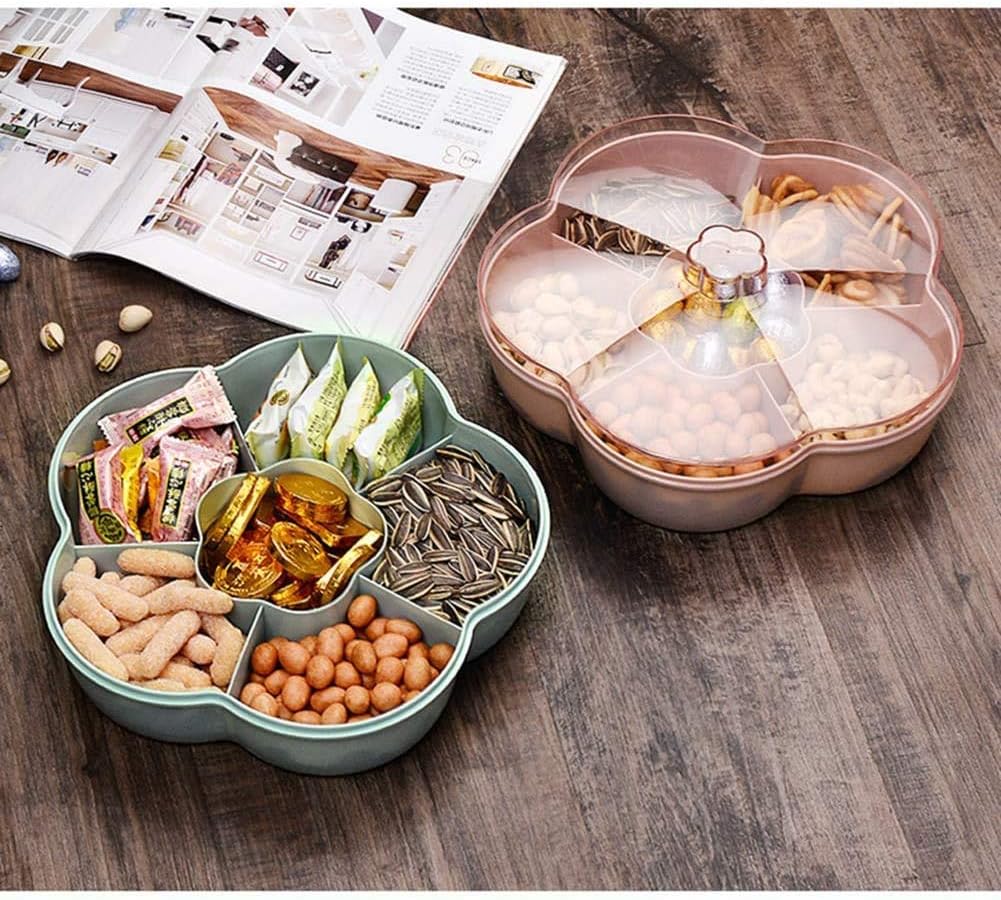 Flower Shape Snack Traay With Lid for Nut Candy Dried Fruit