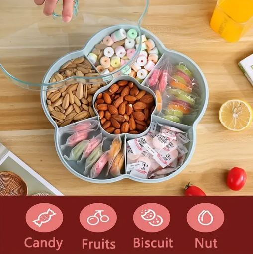 Flower Shape Snack Traay With Lid for Nut Candy Dried Fruit