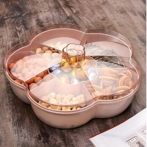 Flower Shape Snack Traay With Lid for Nut Candy Dried Fruit